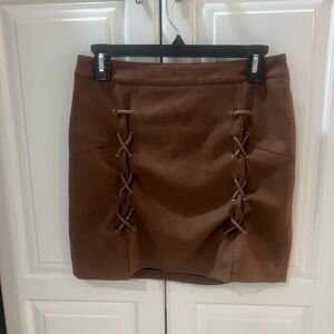 Diashiny Lace Up brown Mini Skirt size small